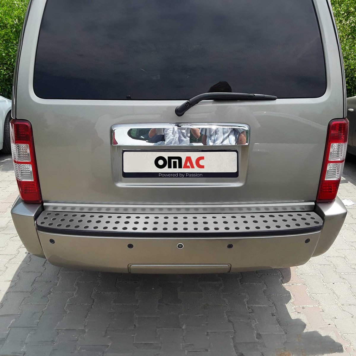 Dodge Nitro Bumper Sill Cover - Rear - Omac - S.Steel Brushed - Silver - '2007-'2012